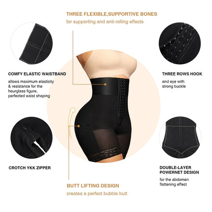 Queen Fit 02 PowerSculpt | Sky High-waisted Tummy Control Shapewear Shorts With Zip Gusset