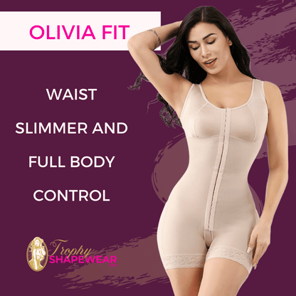 PowerSculpt™ Olivia Fit 4.0 |Tummy Control Bodysuit Shapewear | Beige | Trophy ShapeWear