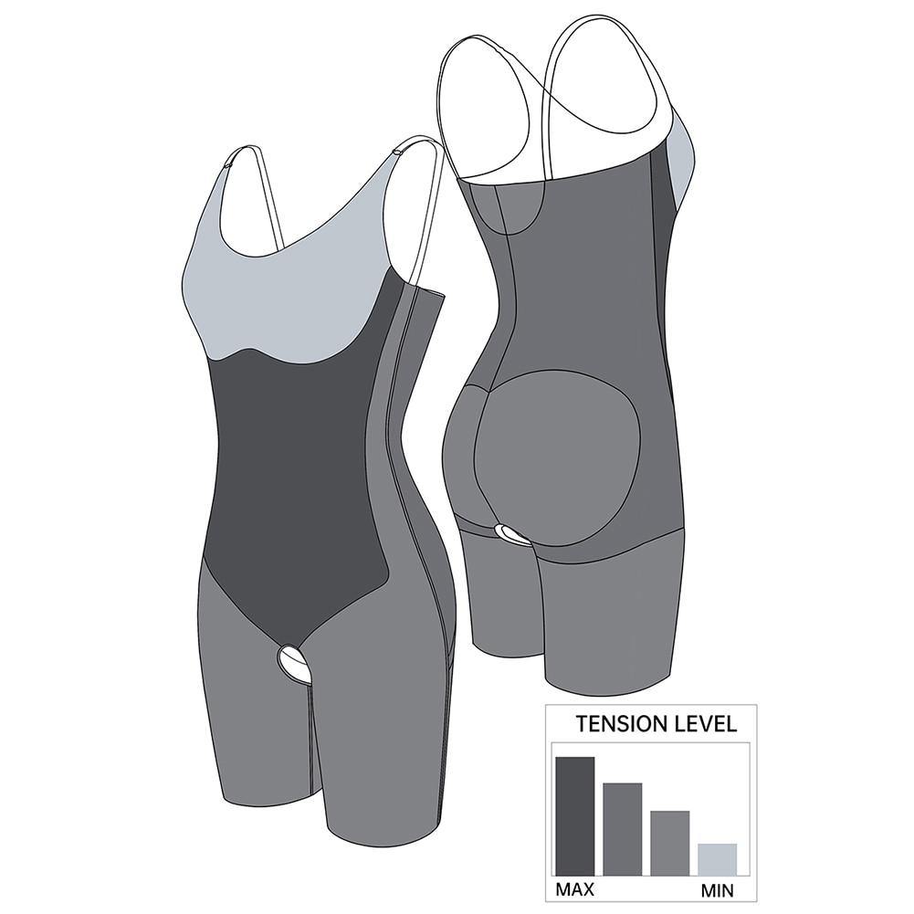 SmoothOut™ Cora Fit | Bodysuit Mid Thigh Open Gusset | Black | Trophy ShapeWear