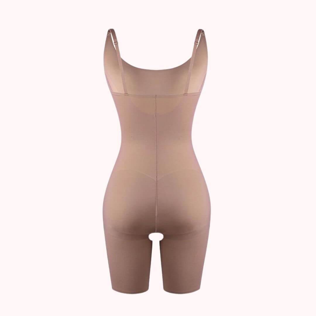 HOTALFA Shapewear for Women Tummy Control Bodysuit Mid Thigh Open Gusset  Full Body Shaper