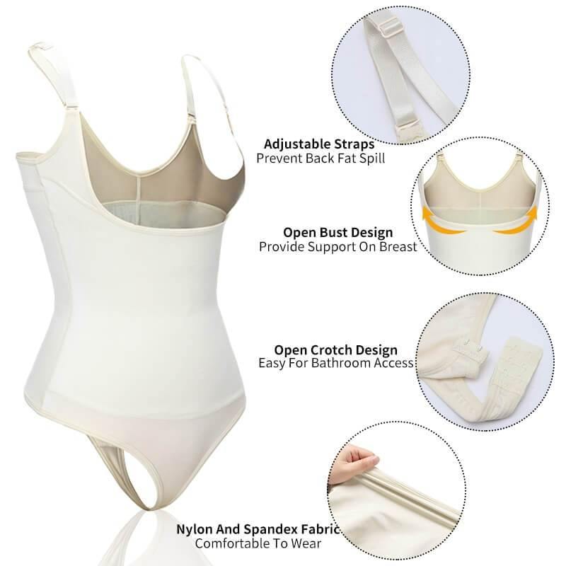  Aliciga Women Solid Suspender Bodysuit Shaping Button